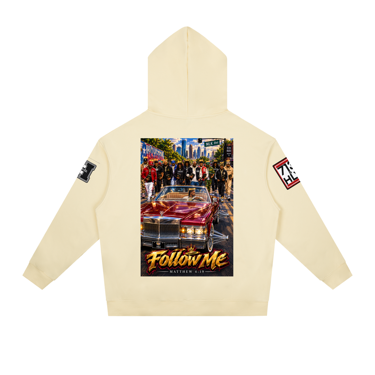 "Follow Me" Essential Heavyweight Drop-Shoulder Hoodie