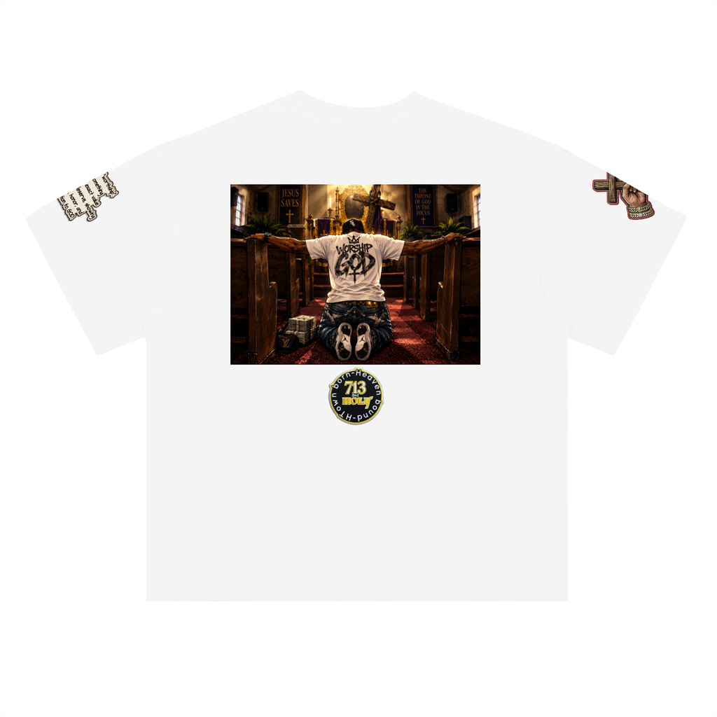 "I WORSHIP" Heavyweight Drop Shoulder Cotton T-Shirt