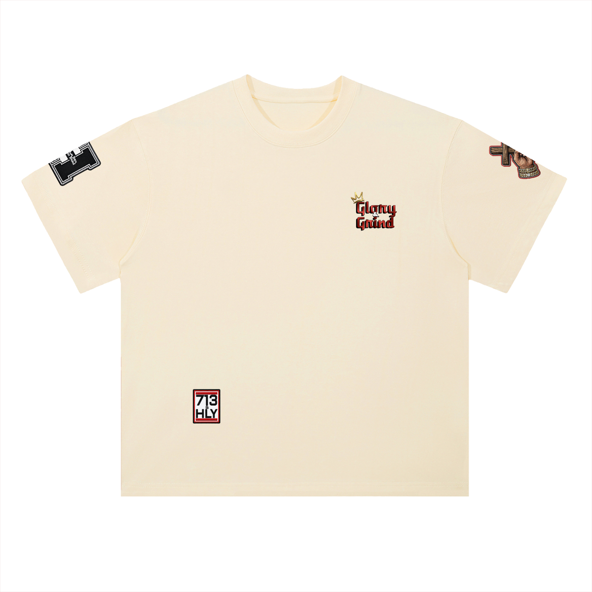 "GLORY & GRIND" Heavyweight Drop Shoulder Cotton T-Shirt