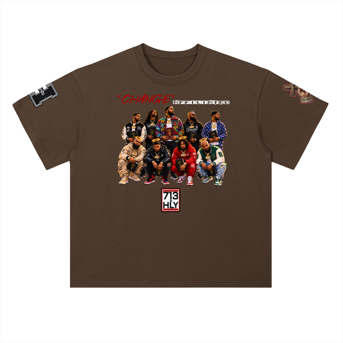"Change affiliated" Heavyweight Drop Shoulder Cotton T-Shirt
