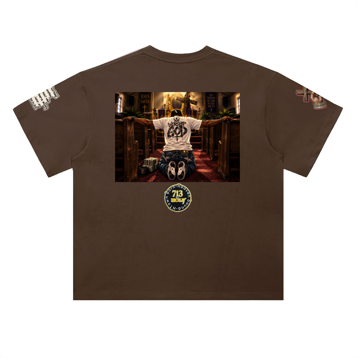 "I WORSHIP" Heavyweight Drop Shoulder Cotton T-Shirt