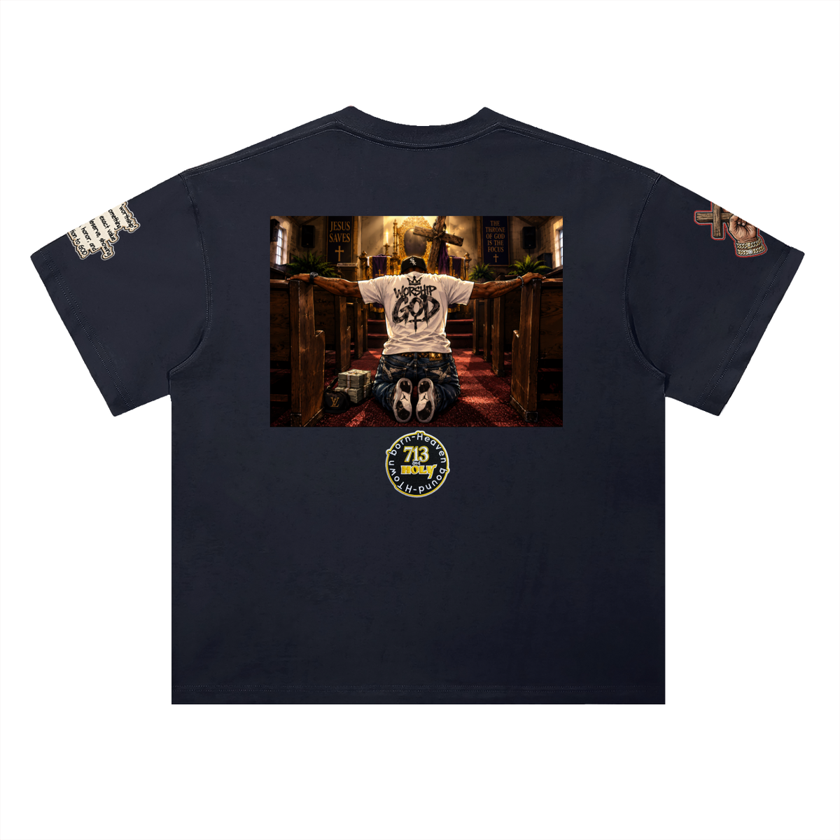 "I WORSHIP" Heavyweight Drop Shoulder Cotton T-Shirt