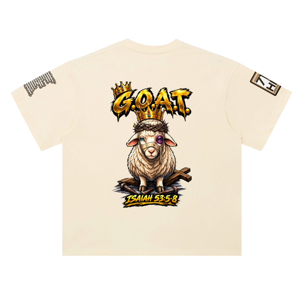 "THE GOAT" Heavyweight Drop Shoulder Cotton T-Shirt