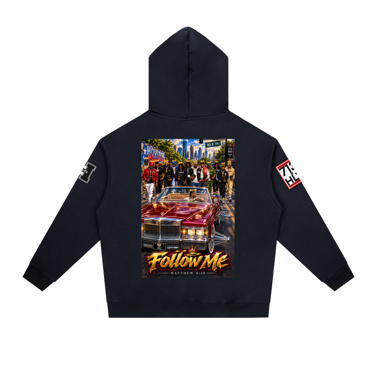 "Follow Me" Essential Heavyweight Drop-Shoulder Hoodie