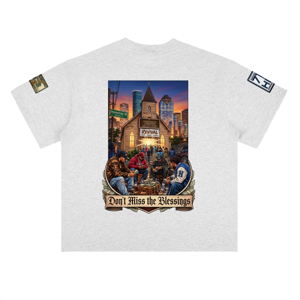 "BLESSINGS OVER BAG" Heavyweight Drop Shoulder Cotton T-Shirt