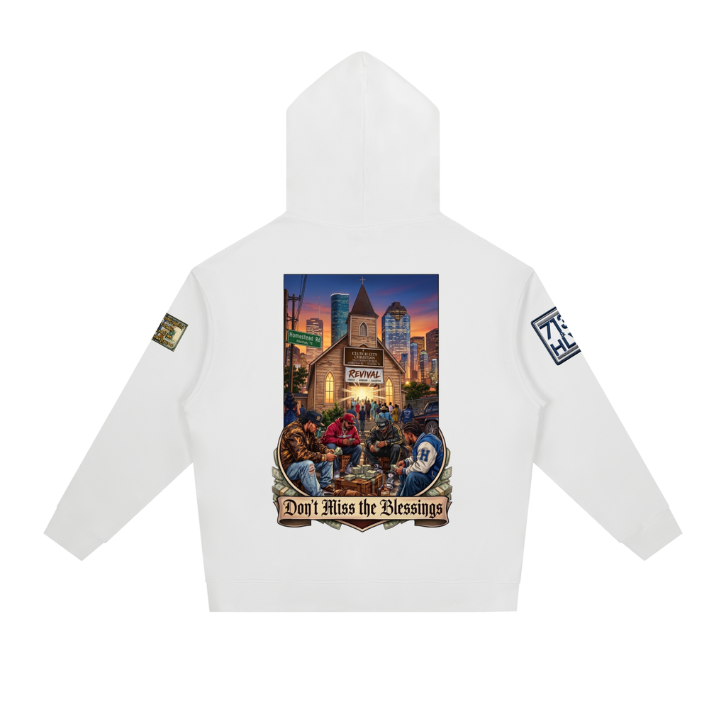 "BLESSINGS OVER BAG" Essential Heavyweight Drop-Shoulder Hoodie