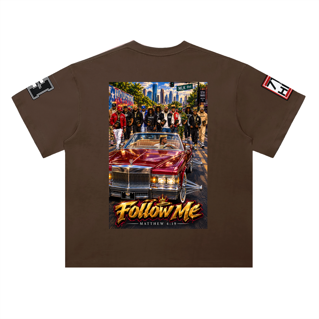 "Follow Me" Heavyweight Drop Shoulder Cotton T-Shirt