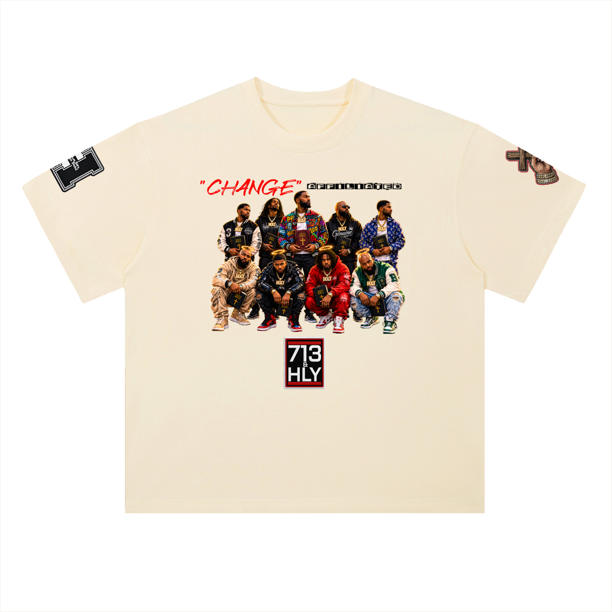 "Change affiliated" Heavyweight Drop Shoulder Cotton T-Shirt