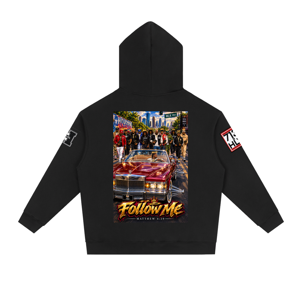 "Follow Me" Essential Heavyweight Drop-Shoulder Hoodie
