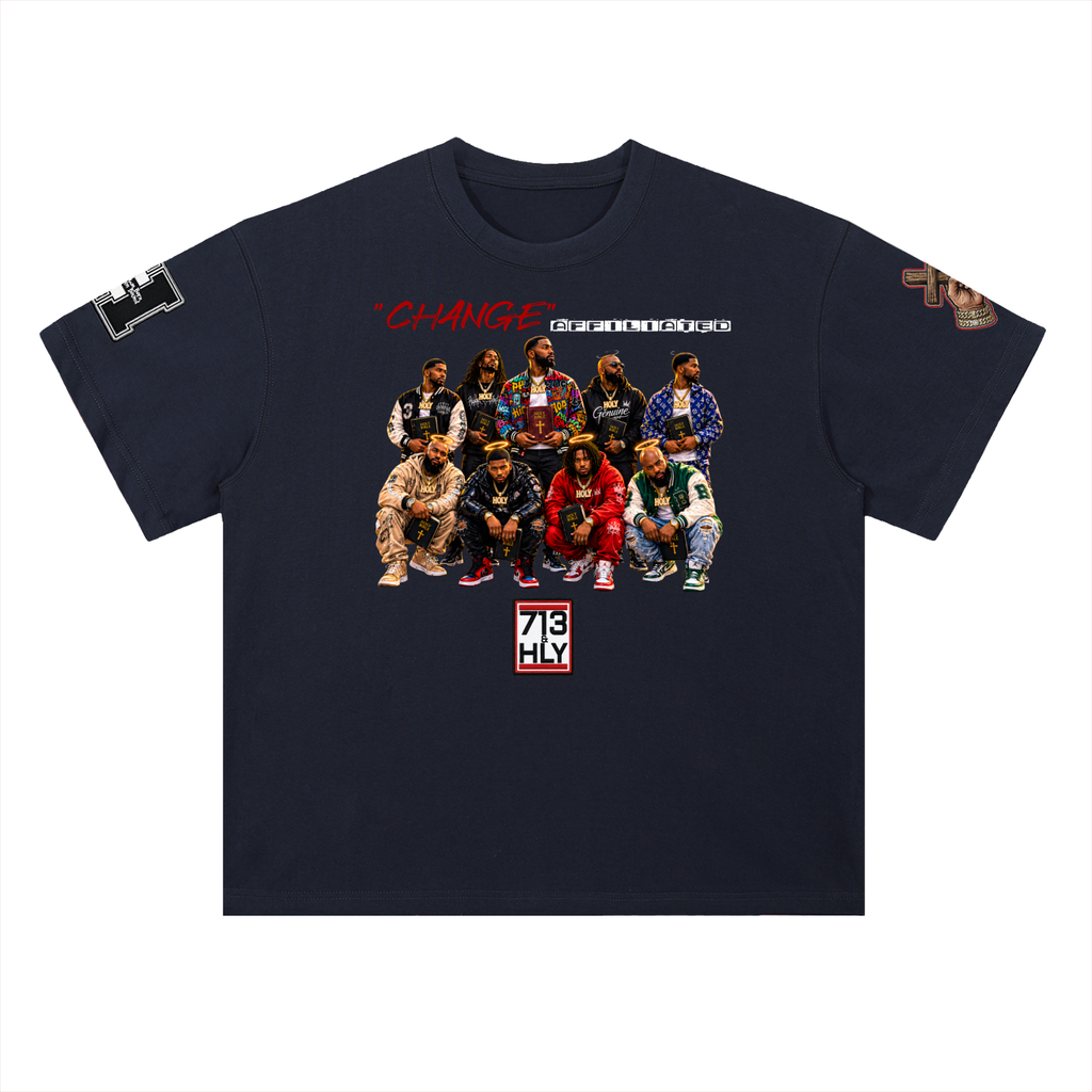 "Change affiliated" Heavyweight Drop Shoulder Cotton T-Shirt