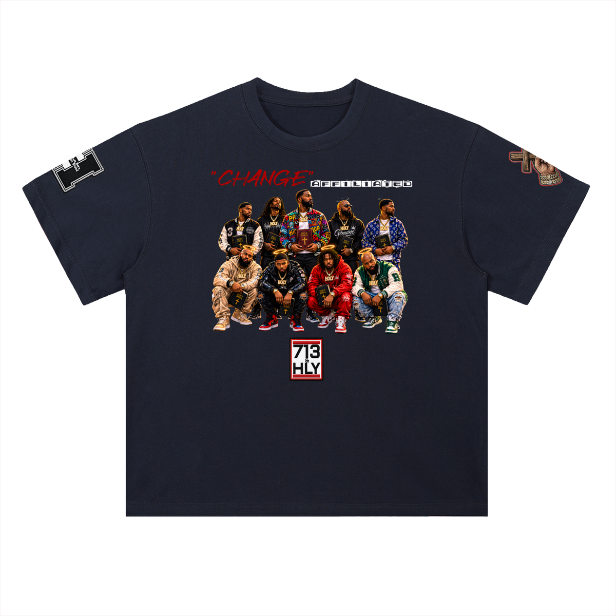 "Change affiliated" Heavyweight Drop Shoulder Cotton T-Shirt