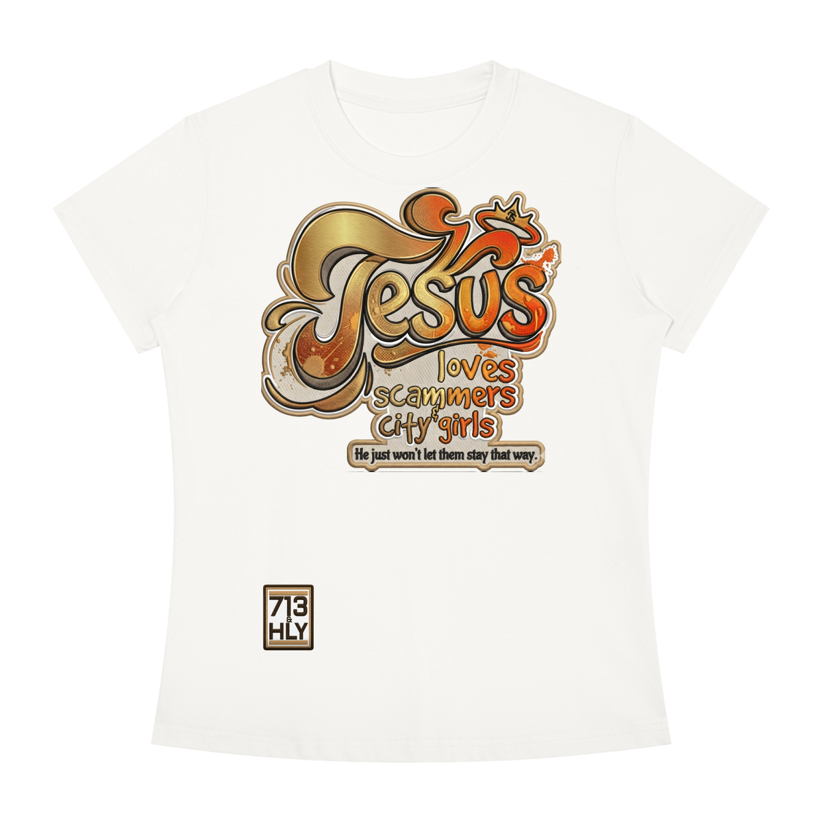 "SCAMMERS & CITY GIRLS" Women's Slim Fit Crewneck T-Shirt
