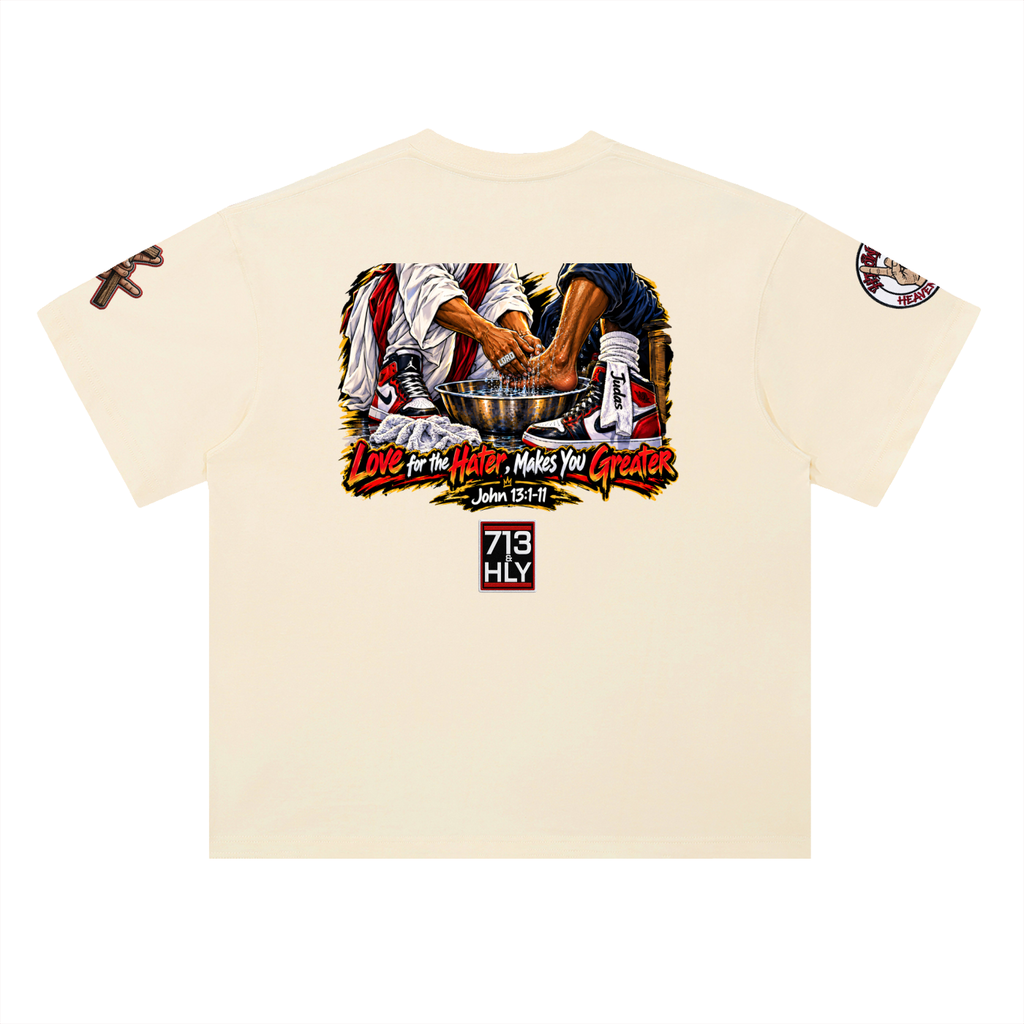 "LOVE YOUR HATERS" Heavyweight Drop Shoulder Cotton T-Shirt