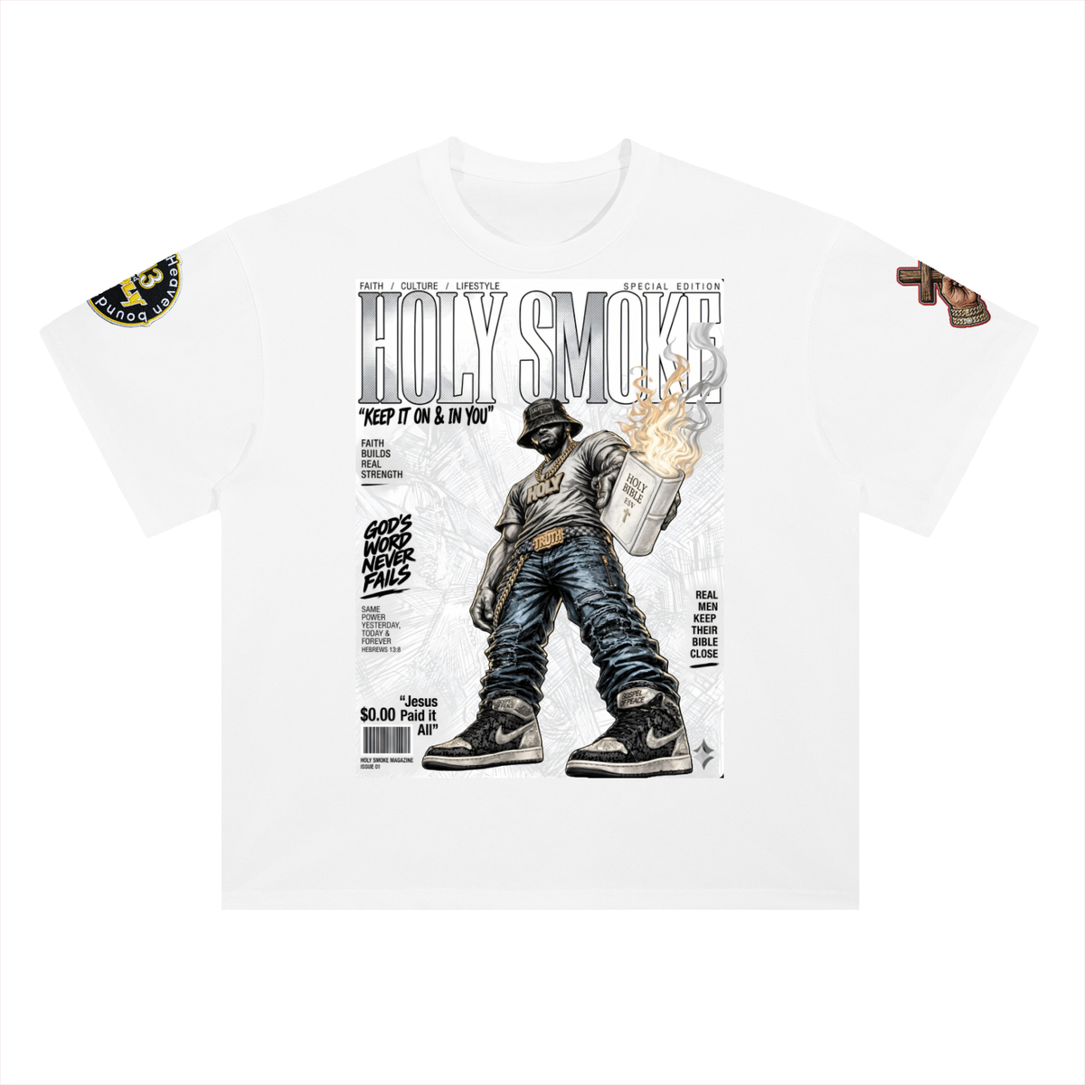 "HOLY SMOKE" Heavyweight Drop Shoulder Cotton T-Shirt