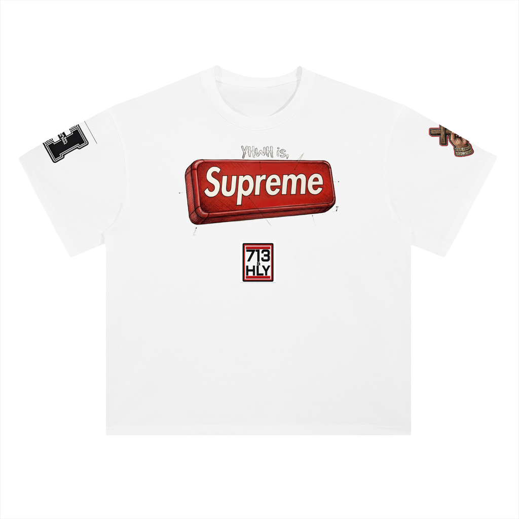 "YHWH IS SUPREME" Heavyweight Drop Shoulder Cotton T-Shirt