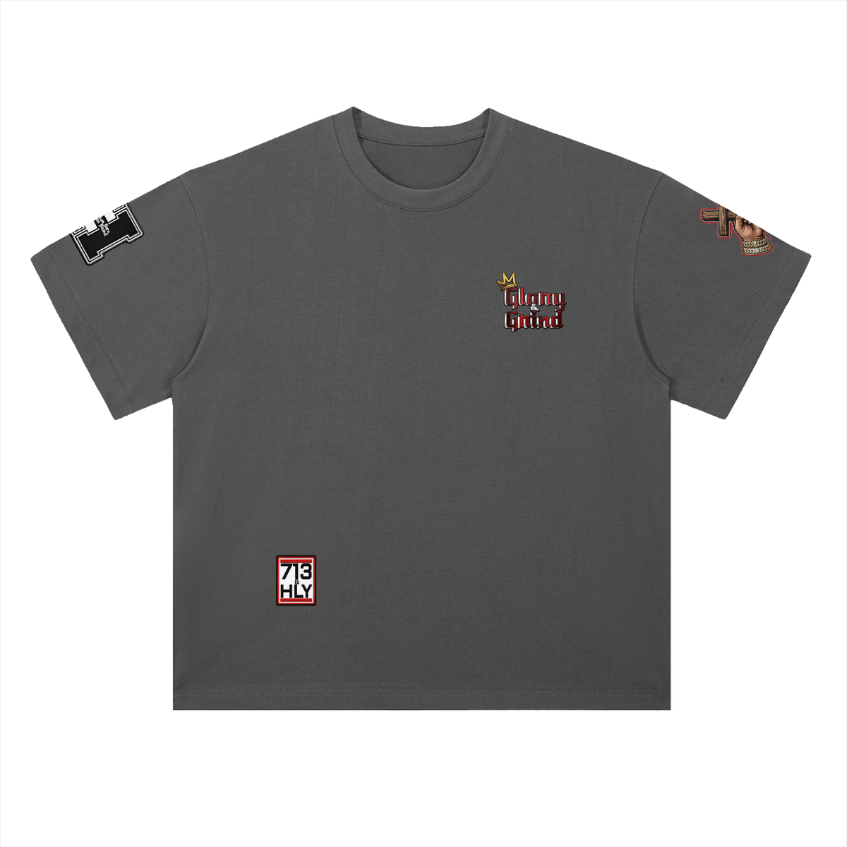 "GLORY & GRIND" Heavyweight Drop Shoulder Cotton T-Shirt