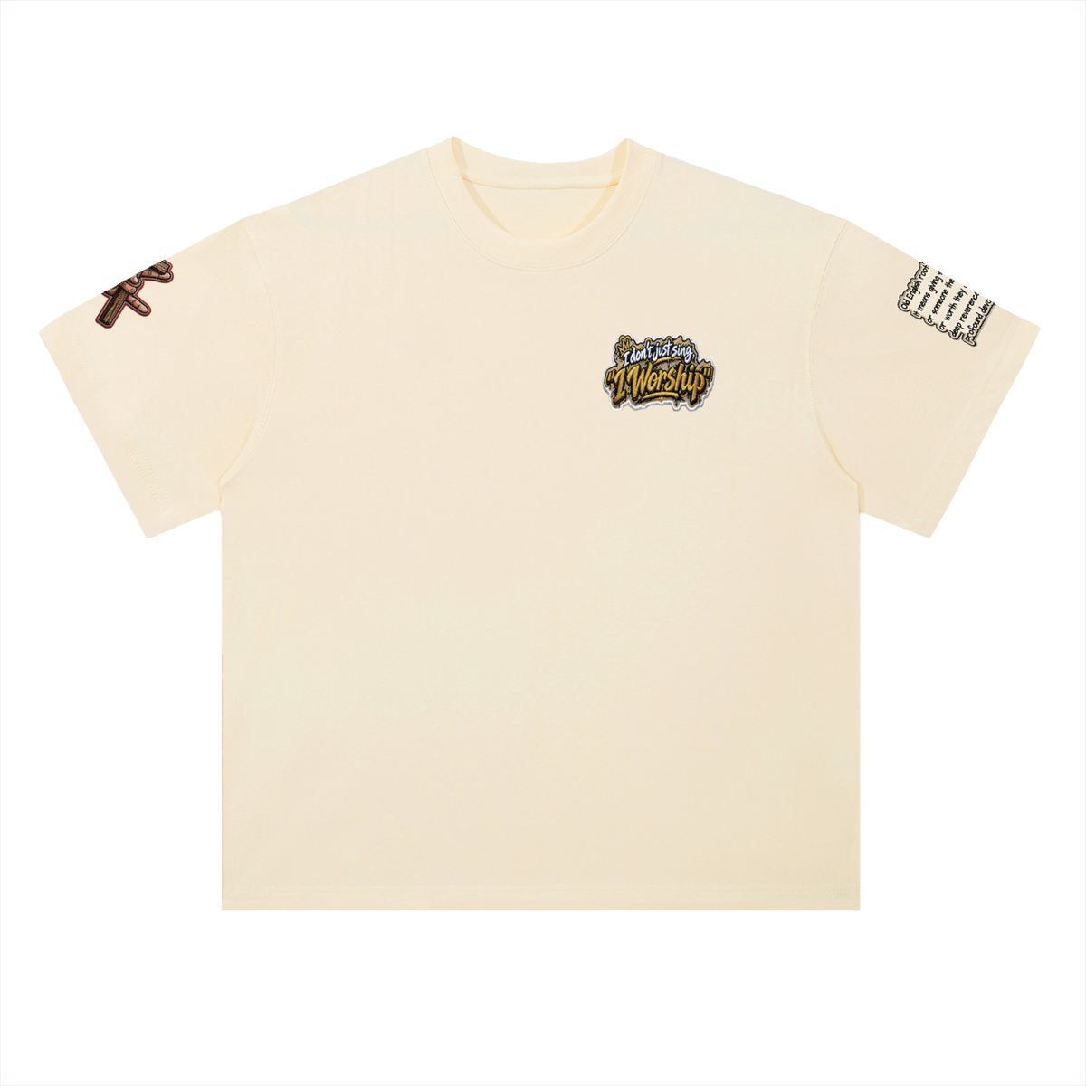 "I WORSHIP" Heavyweight Drop Shoulder Cotton T-Shirt