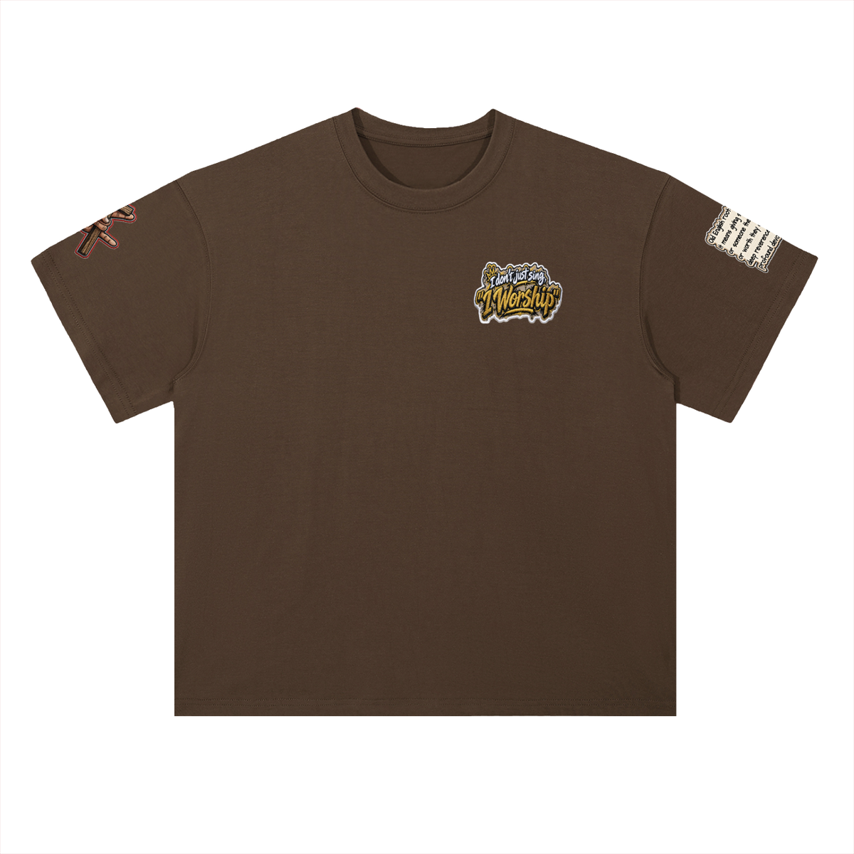 "I WORSHIP" Heavyweight Drop Shoulder Cotton T-Shirt