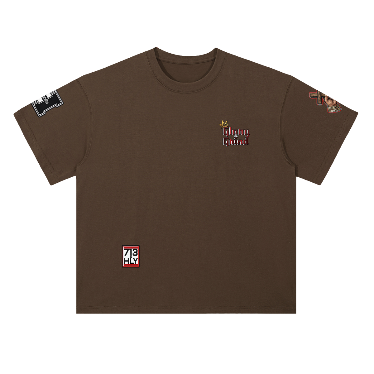 "GLORY & GRIND" Heavyweight Drop Shoulder Cotton T-Shirt