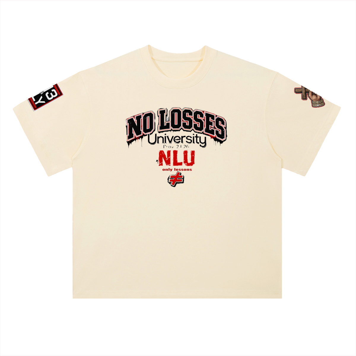 NO LOSSES UNIVERSITY Heavyweight Drop Shoulder Cotton T-Shirt