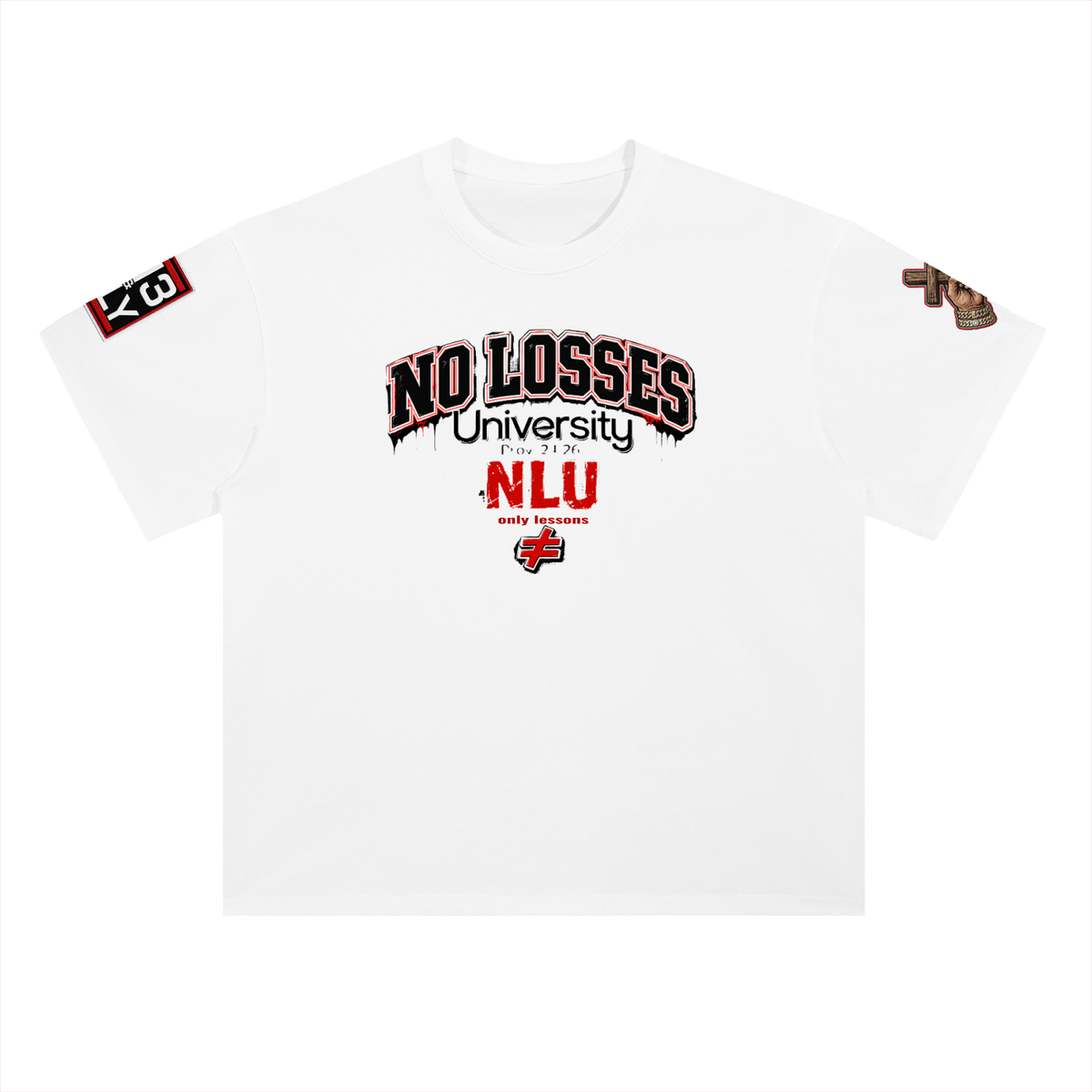 NO LOSSES UNIVERSITY Heavyweight Drop Shoulder Cotton T-Shirt