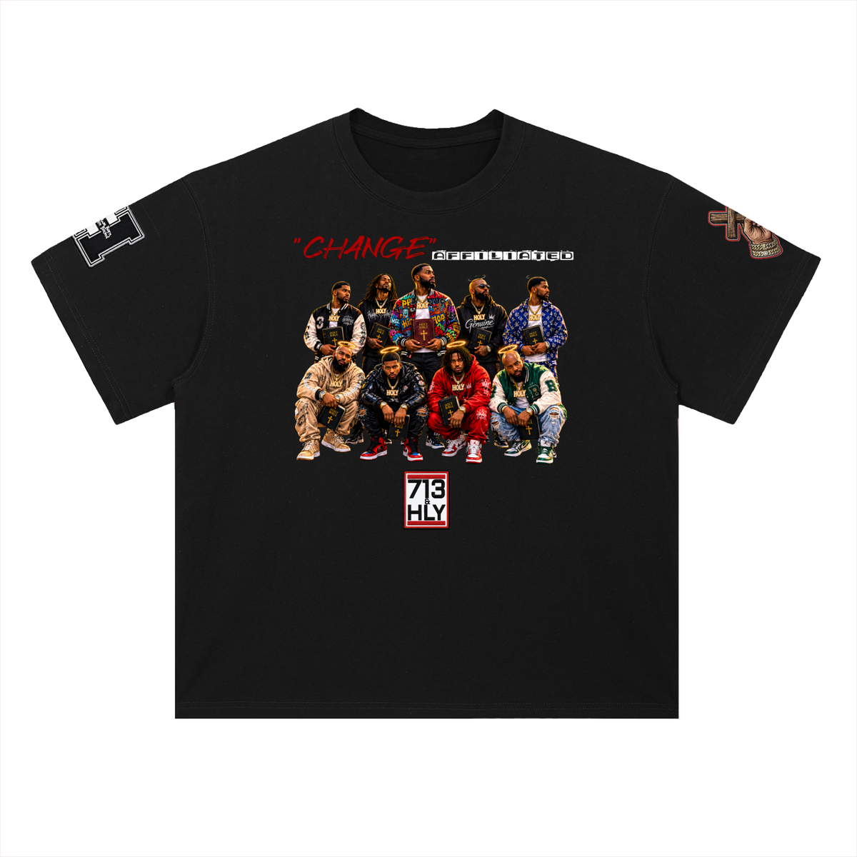 "Change affiliated" Heavyweight Drop Shoulder Cotton T-Shirt
