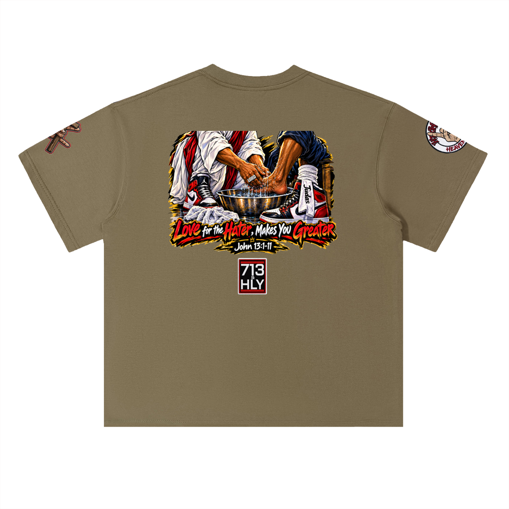 "LOVE YOUR HATERS" Heavyweight Drop Shoulder Cotton T-Shirt