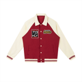 "I WORSHIP" Contrast Raglan Sleeve Baseball Jacket
