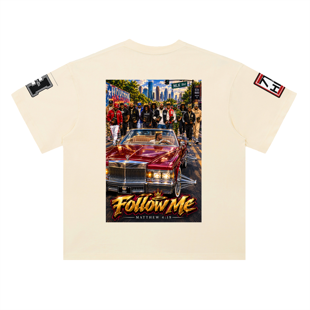 "Follow Me" Heavyweight Drop Shoulder Cotton T-Shirt