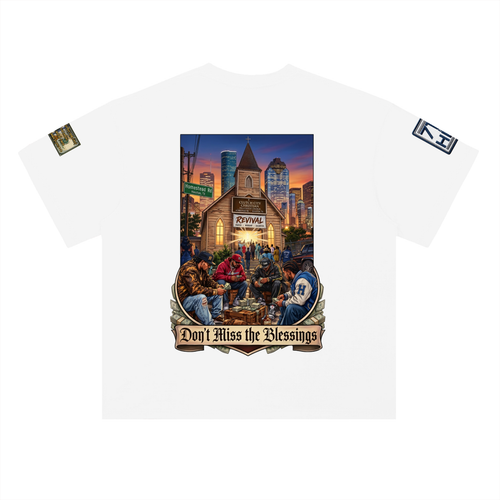 "BLESSINGS OVER BAG" Heavyweight Drop Shoulder Cotton T-Shirt