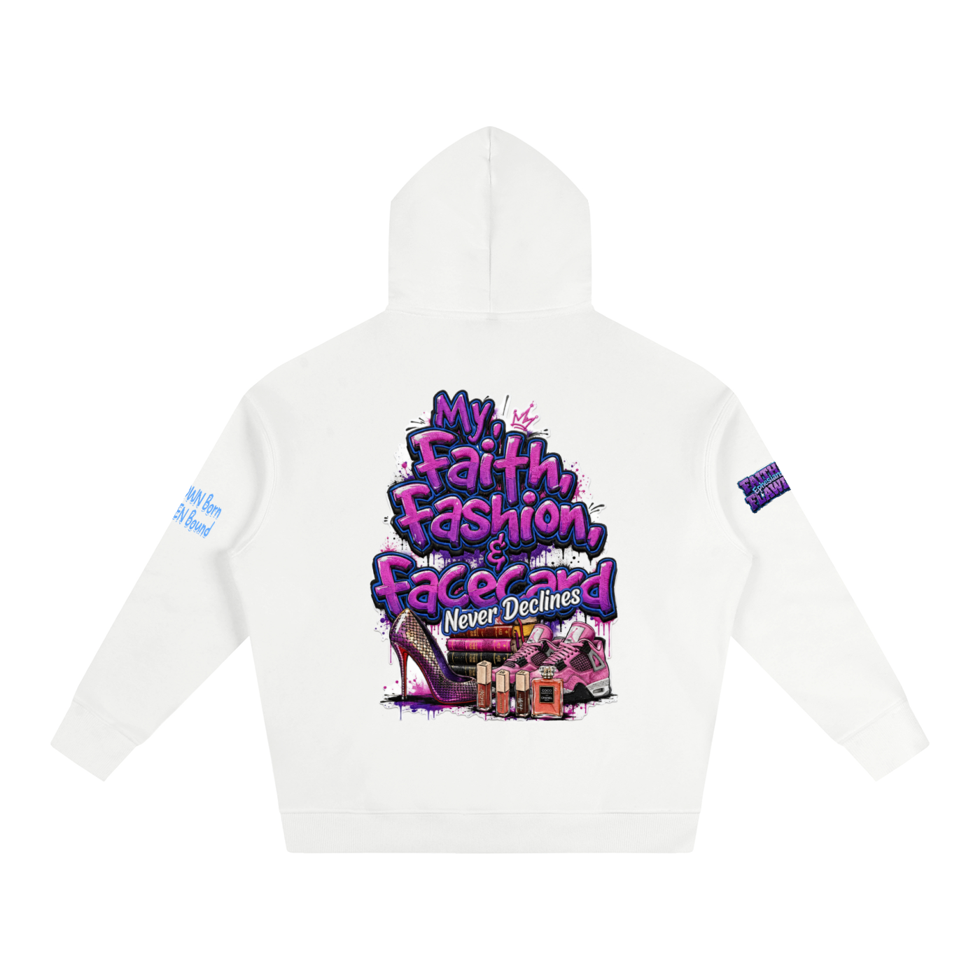 FAITH, FASHION, FACECARD Oversize Fleeced Hoodie
